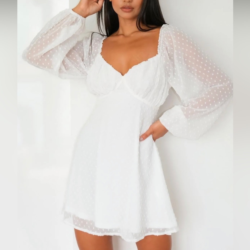 Missguided White Milkmaid Skater Dress